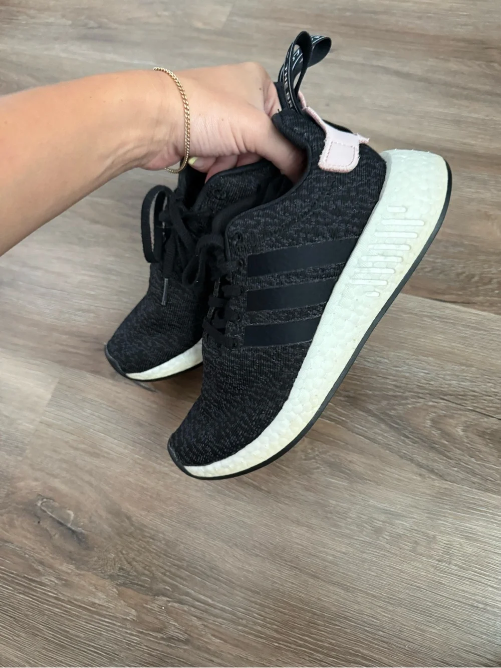 adidas Women’s Black & Light Pink Athletic Sneakers